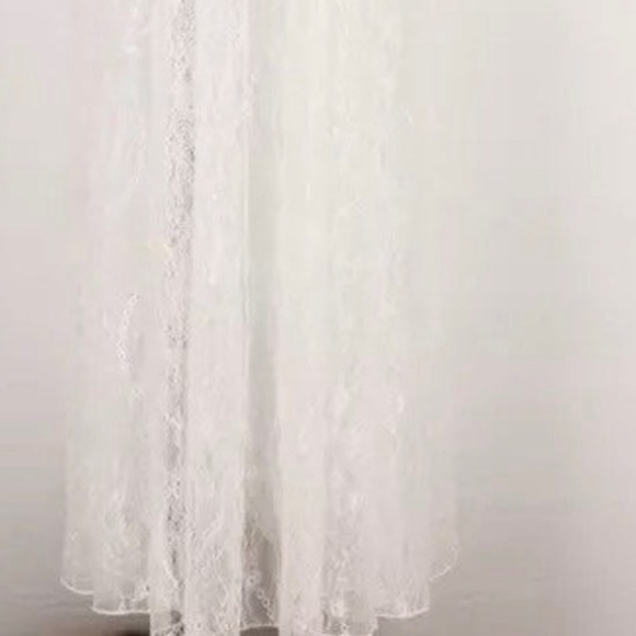 Bohemian Festival White EyeLash Lace Sheer A Line Unlined Maxi Coverup Dress - Picture 5 of 10